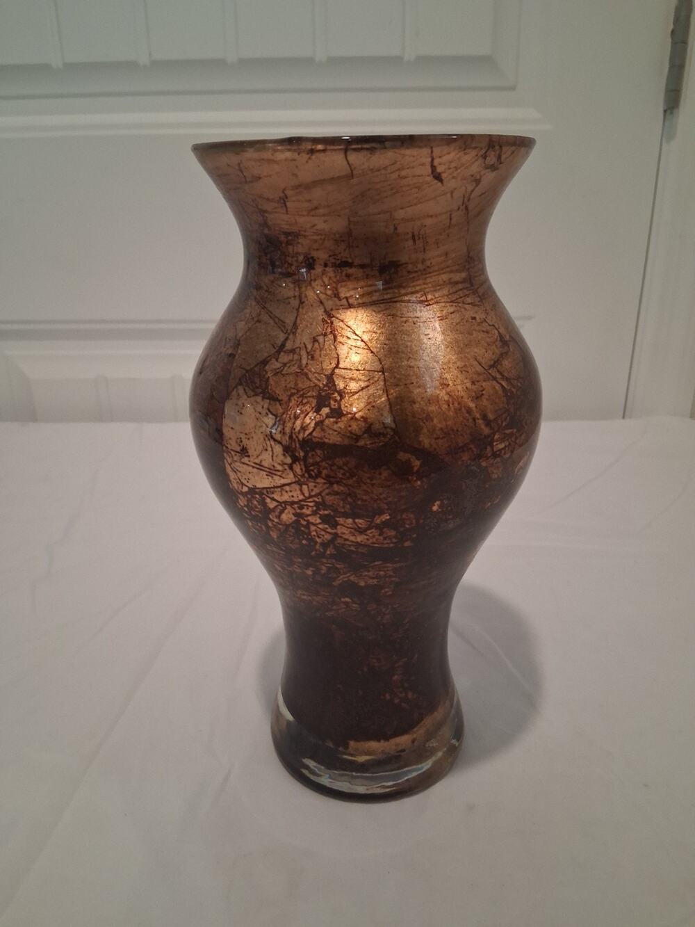 Dolce Vita by Franco Glass Vase 10" Italy Hand Made Gold Copper Foil Vintage